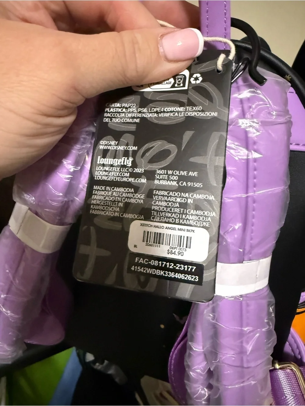 Loungefly Black & Purple Stitch Pumpkin Crossbody